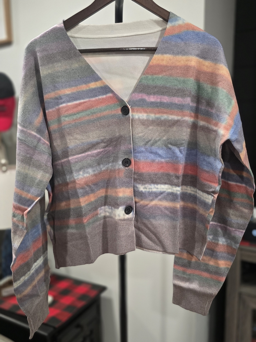 NWOT Multi Color Striped Button Front Cardigan Sweater